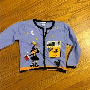 Adorable Hartstrings Storybook Knits Purple Halloween Cardigan 3T